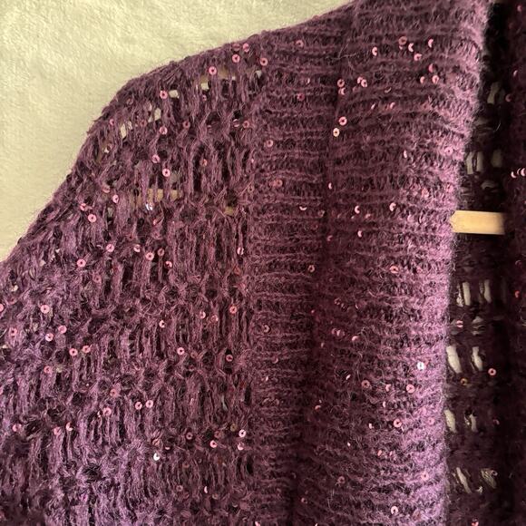 Vtg Y2K Express Sweater Shrug Bolero Size XS Purple Sequins Whimsigoth Fairy - Picture 5 of 9